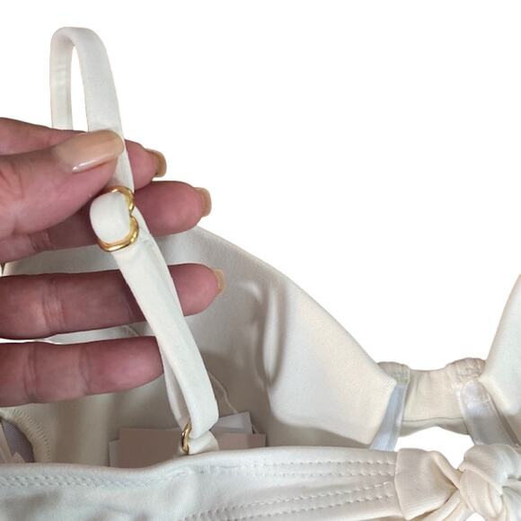 Knight White Adjustable Strap Tie Back Summer Beachy Bikini Top Women Sz L - Picture 6 of 11